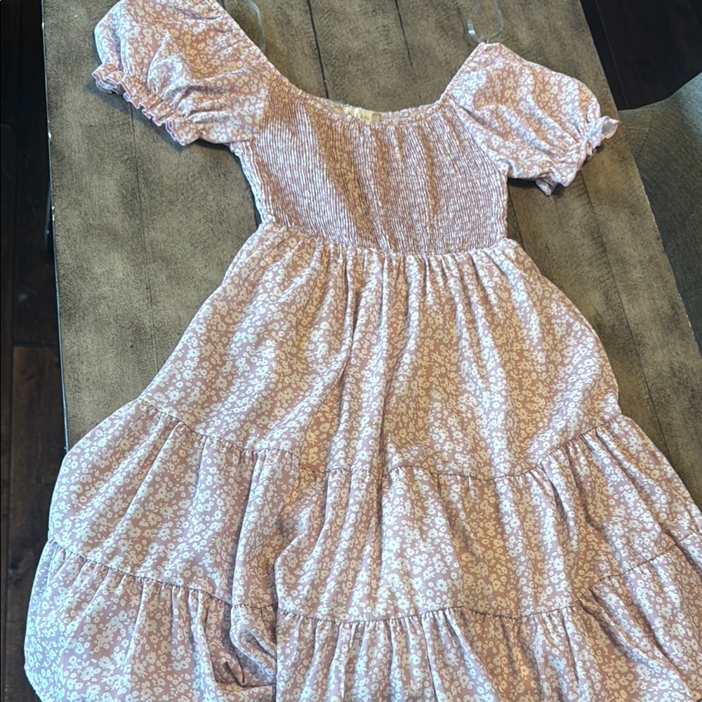 Altar'd State White and Pink Ruffled Tiered Sundress